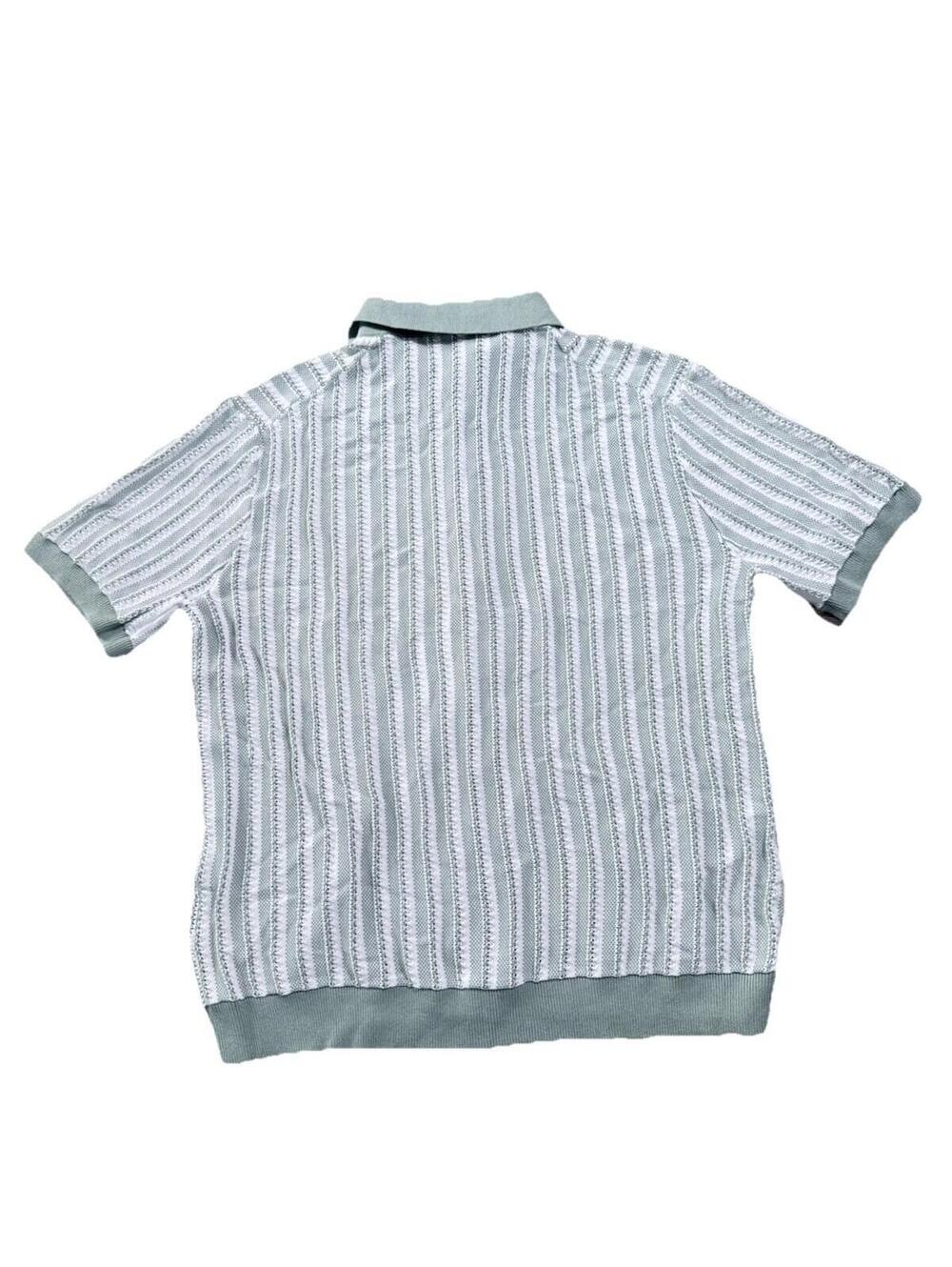 NWT Madewell Sz M Open-Stitch Button-Up Sweater Polo Faded Brick Striped Retro - Picture 2 of 7